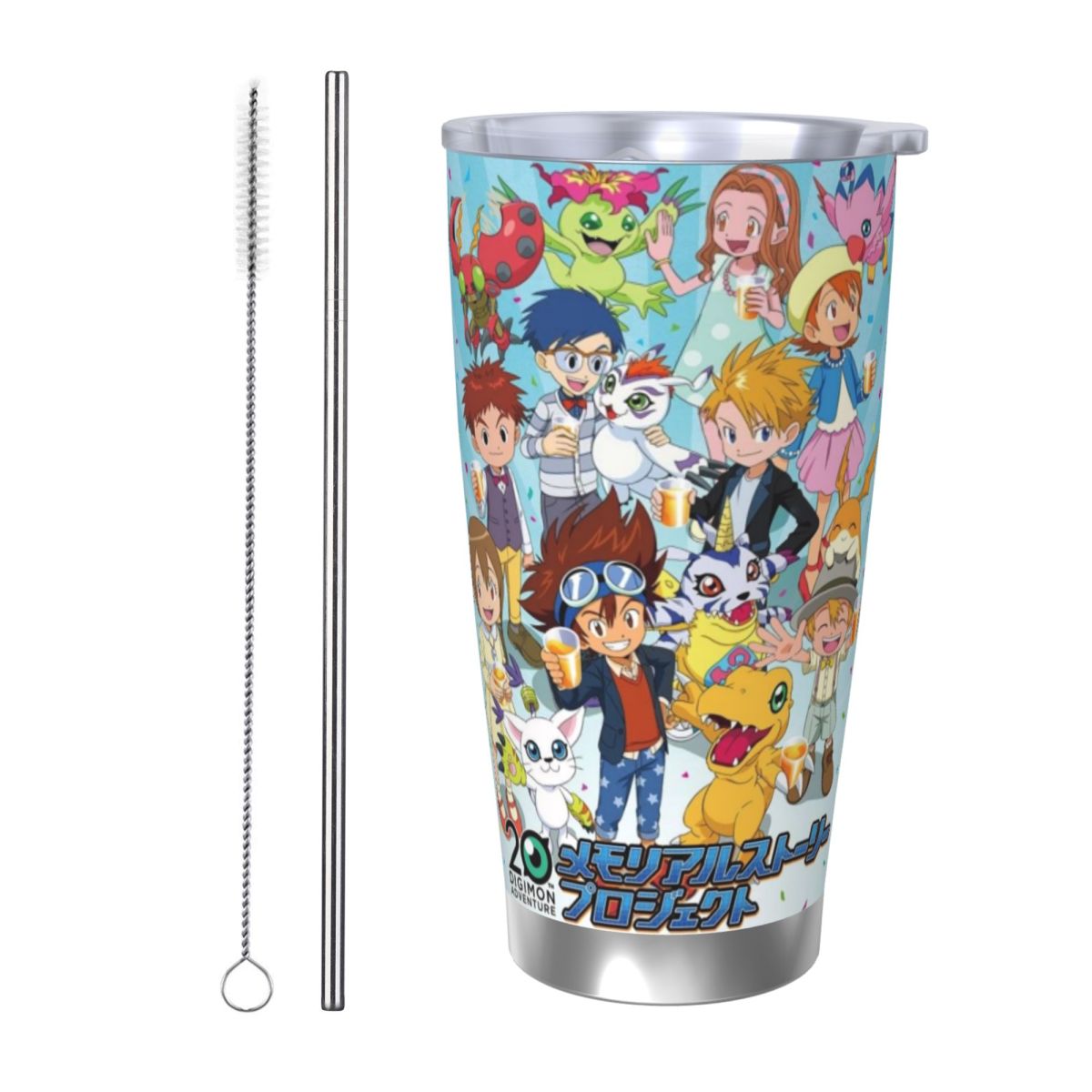 Stainless Steel Straw - Kubek samochodowy D-Digimon 20oz ze stali