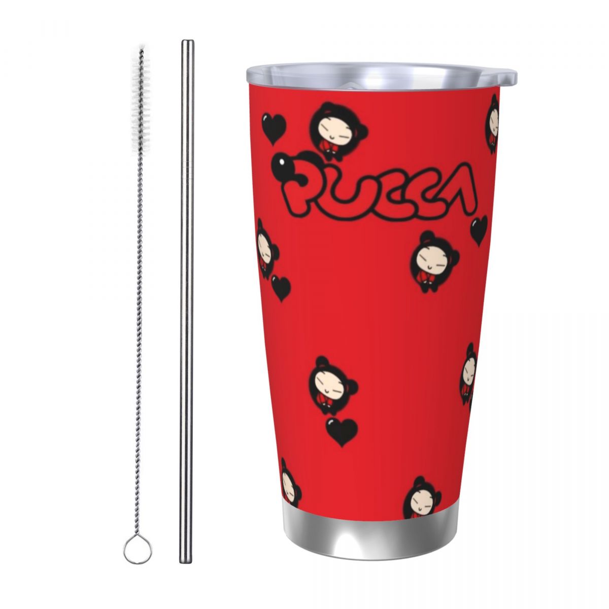 Stainless Steel Straw - Uroczy kreskówkowy kubek samochodowy Pucca 20oz